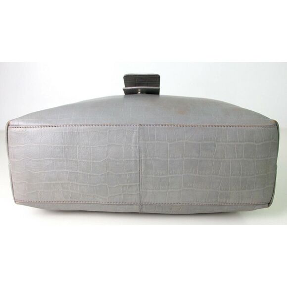 LRG MICHAEL ROME DESIGNS CROCO SOFT GRAY GENUINE LEATHER HOBO TOTE SHOULDER BAG - Picture 8 of 12